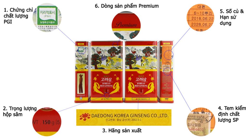 Hồng sâm củ khô Daedong 150gr Premium không số