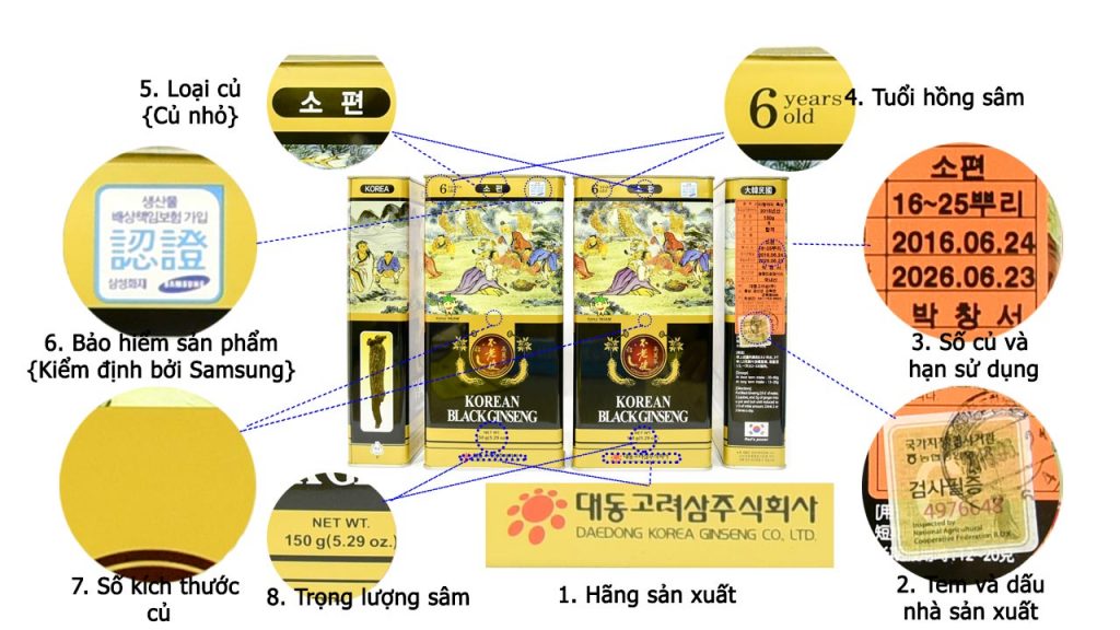 bên ngoài hộp hắc sâm củ nhỏ