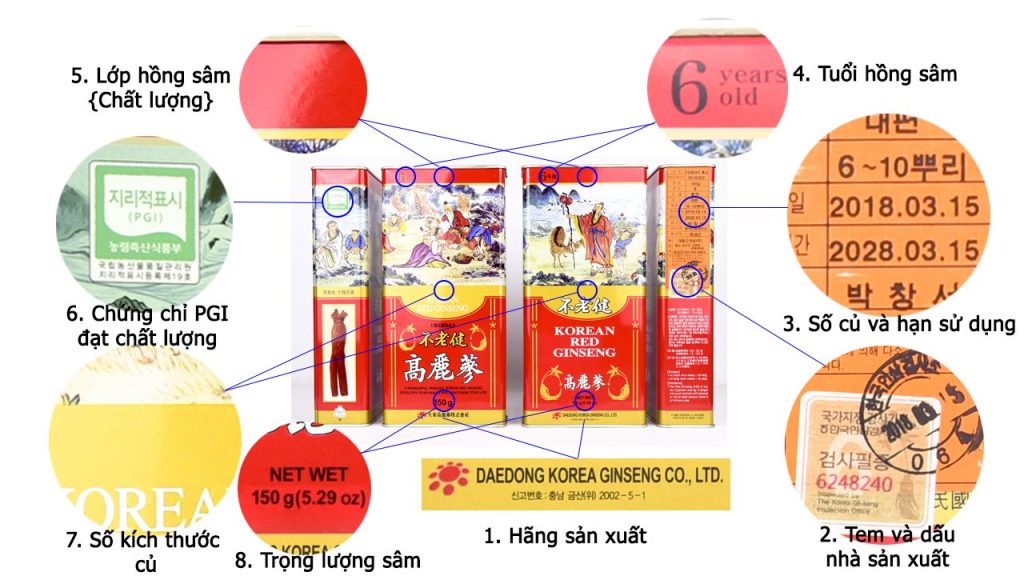 bên ngoài hộp hồng sâm không số 150g