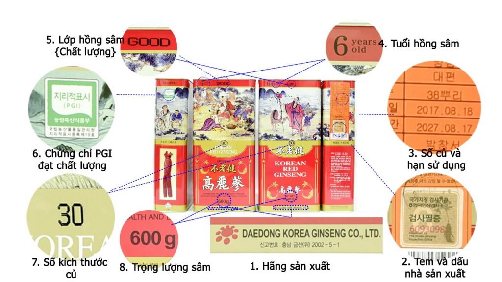 Bên ngoài vỏ hồng sâm số 30 600g