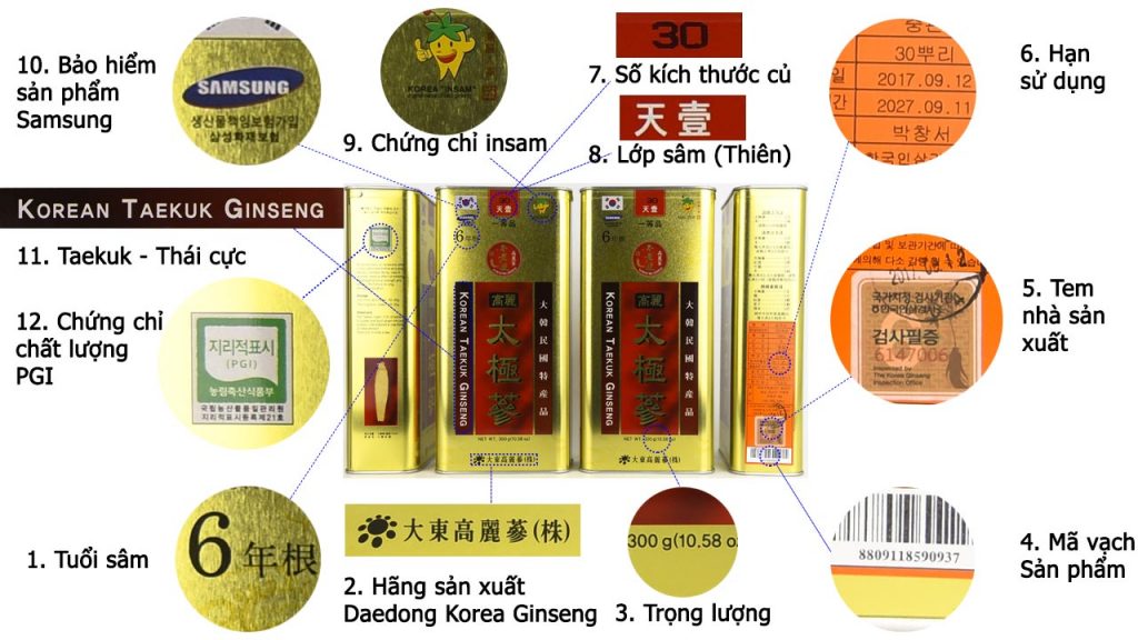 bên ngoài vỏ hộp thái cực sâm