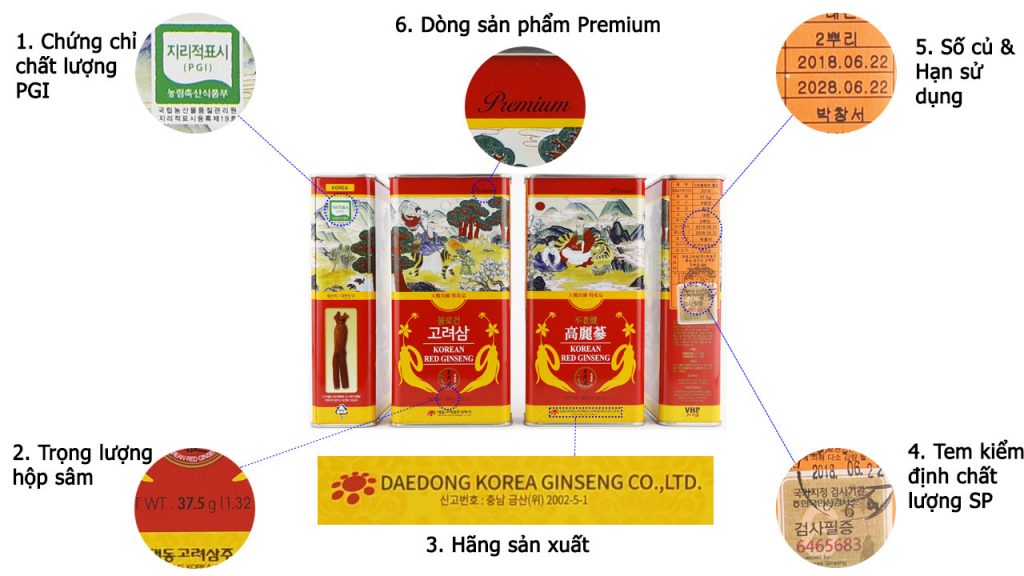 Hồng sâm củ khô daedong 37,5gr premium không số